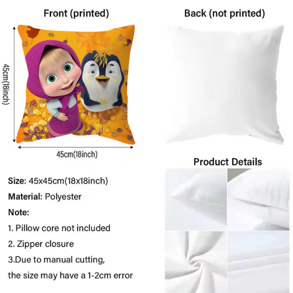 Anime M-Mascha und die B-Bären Kissenbezug Bequemer Wendekissenbezug Ideal für Auto Sofa Schlafzimmer & darüber hinaus