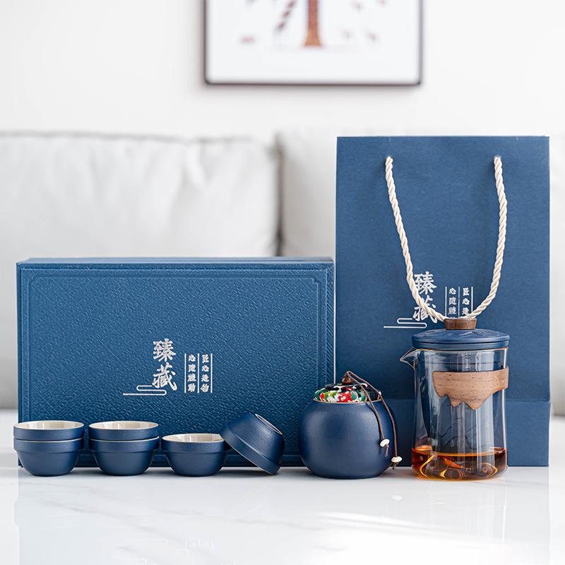 Travel Tea Set Glass Outdoor Kung Fu Teacup Japanese-style Brewing Teapot Portable Express Cup Business Gift Set