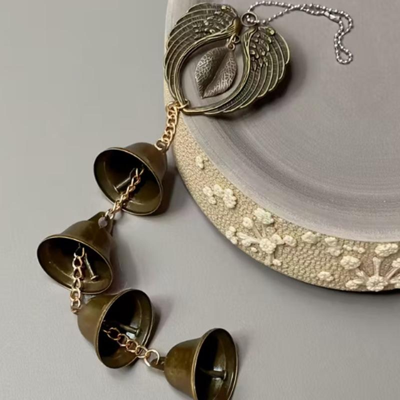 Heart Shape Wing Durability Wind Bells Featuring Clear Bells and Easyly Hanging Chain for Balcony Patios Use