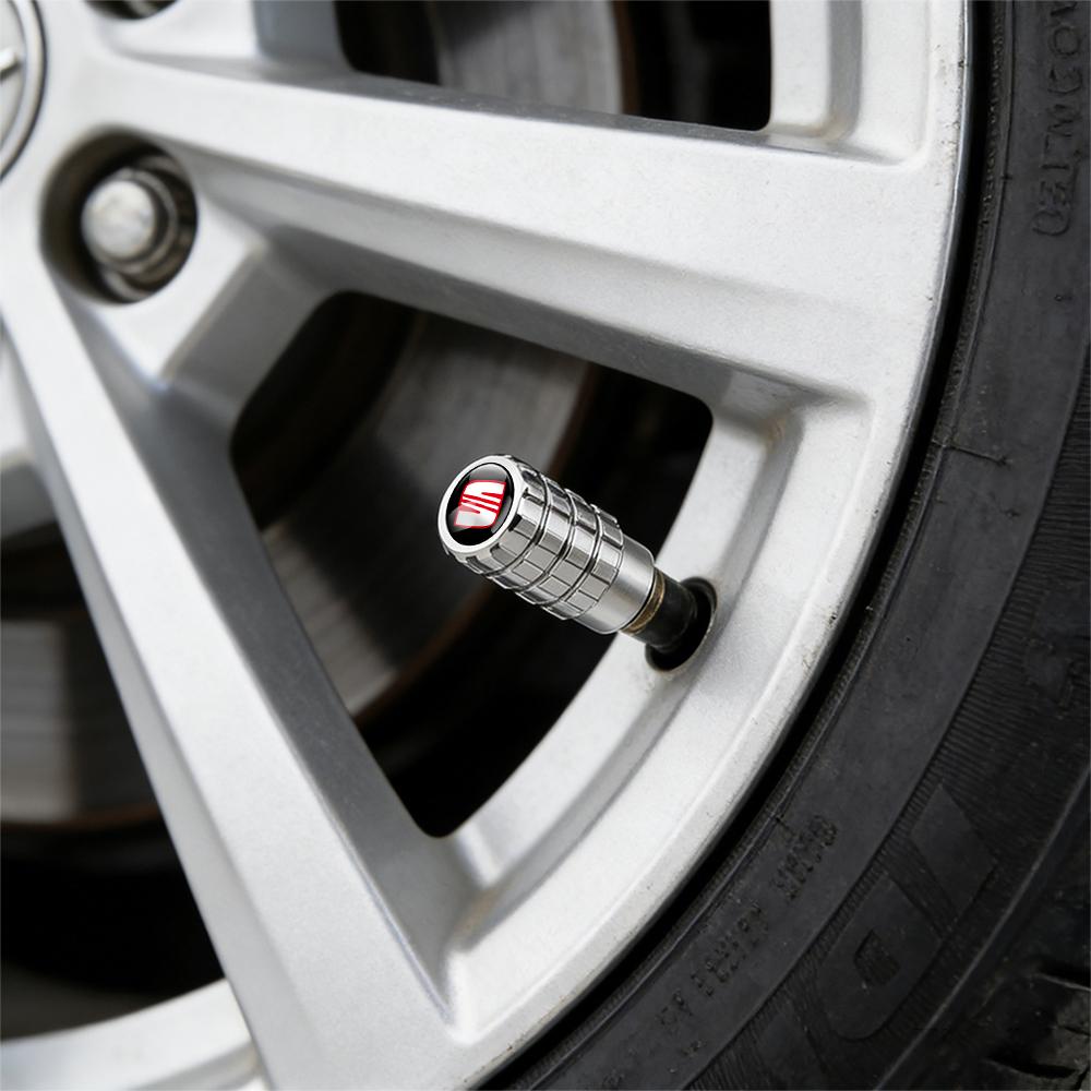 wzbn2 Car Emblem Wheel Tire Valve Caps Tyre Air Stem Cover Accessories For SEAT Ibiza Leon e-Racer Formentor Cupra Ateca FR Arona Exeo