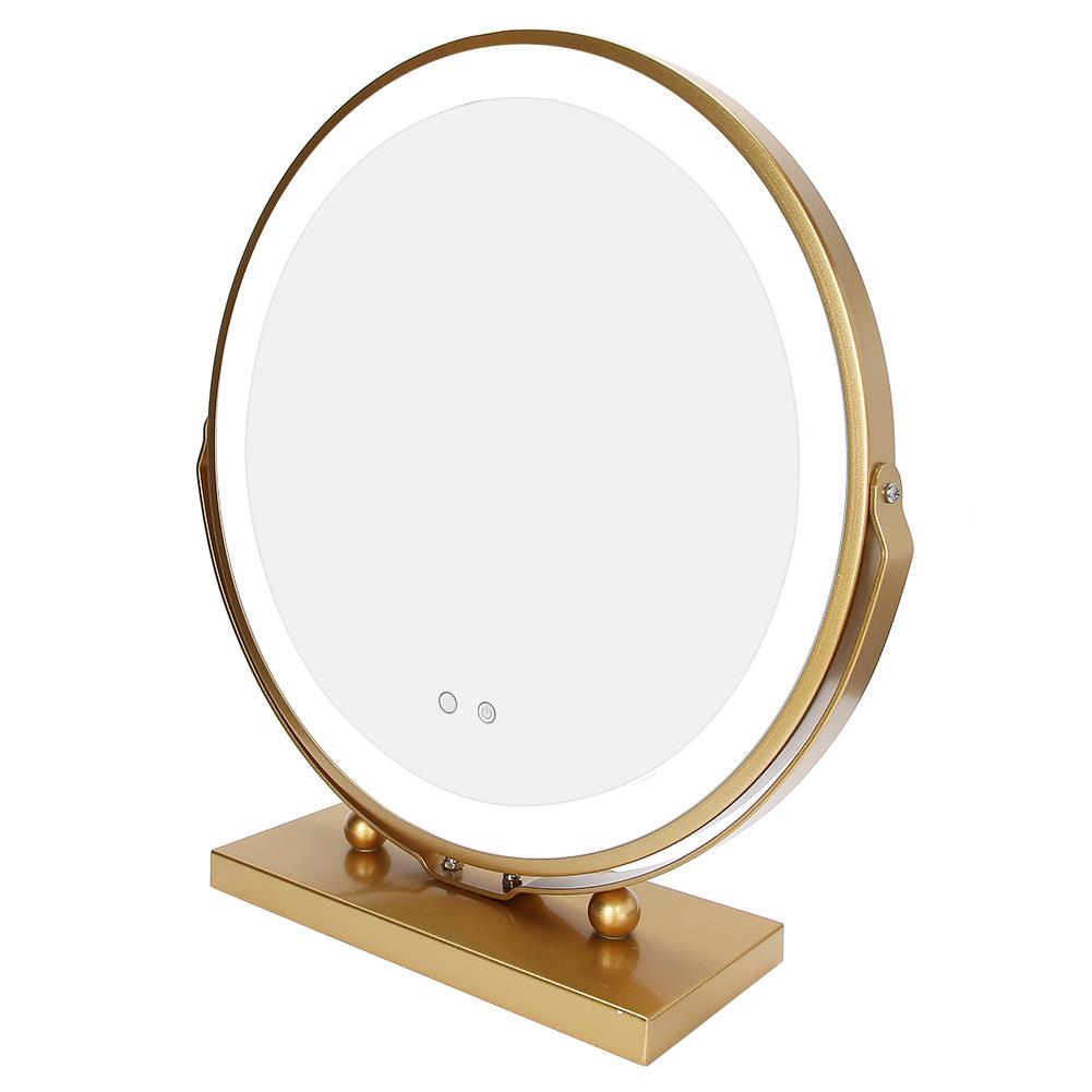LED Makeup Mirror Round Desktop 3 Color Adjustable Rotational Angle Makeup Mirror 100‑240VUS Plug
