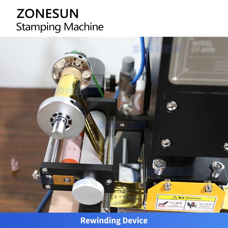 ZONESUN ZY-819K2 Pneumatische Automatische Heißfolienprägemaschine, Leder-LOGO-Rillmaschine, LOGO-Präger, Heißwortmaschine