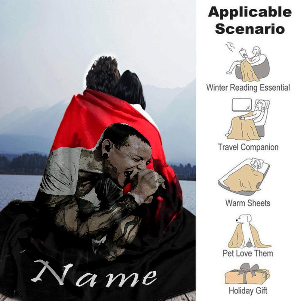Customiz Name Personality Linkin Park Blanket Soft &Warm Sofa Office Bed Travel Lunch Break Blanket, Gift Suitable All Seasons