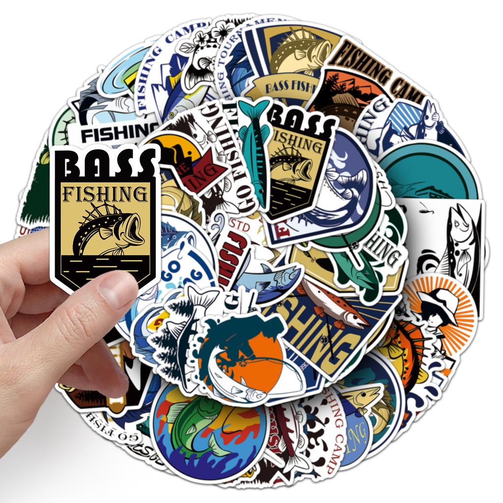 50 Rybářské Graffiti Samolepky Personalizované Kreslené Venkovní Dekorace Samolepky na Vodní Pohár Kufr Rybářský Box