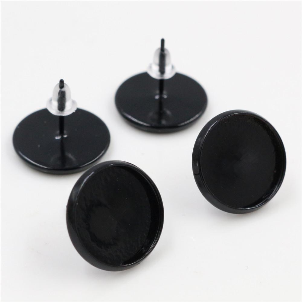 20pcs 14mm Inner Size Studs Earring Cabochons Blank Base Setting Tray Stainless Steel DIY Earring Bezel Jewelry Accessories