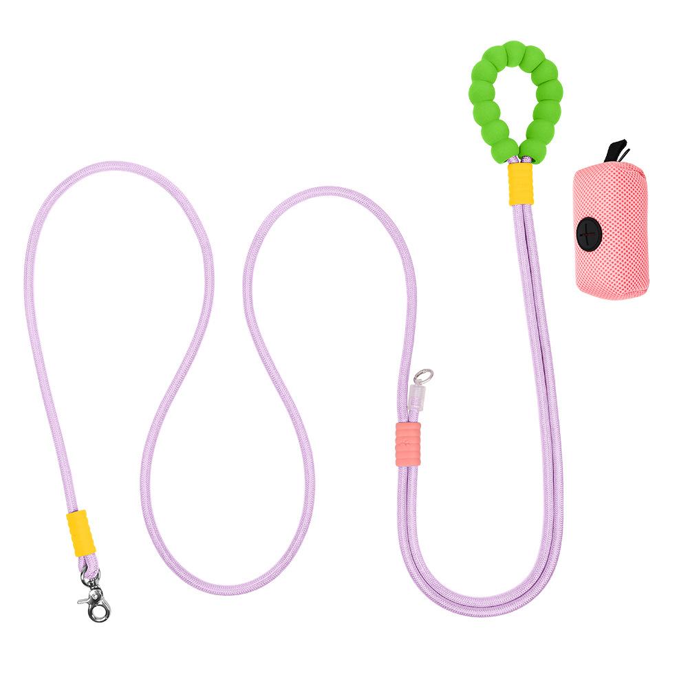 New hot selling colour dog leash dopamine walking pet p-leash, large, medium and small dog colour gradient leash dog poop bag.