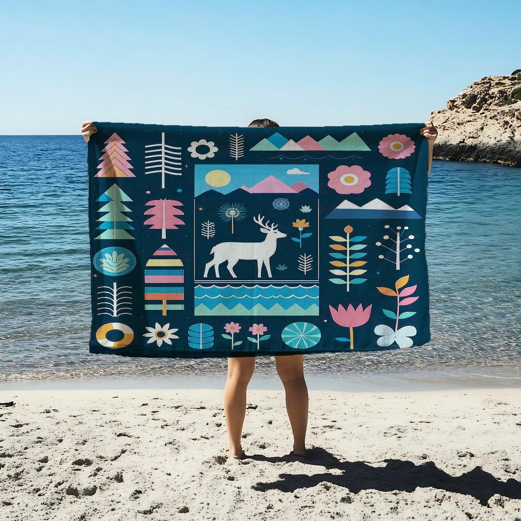 Nordic minimalist style Soft Printed Towel Flannel Towel Quick-drying Double-sided Velvet Absorbent Towel Bath Wash Face Towel
