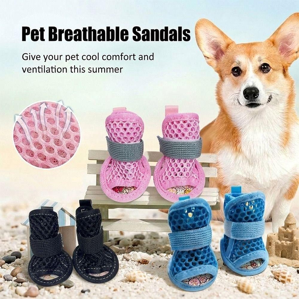 4 Pezzi Scarpe Antiscivolo per Cani Stivali Rinfrescanti in Rete Copripiedi Portatili per Cani Estate