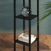 Floor Lamp with Shelves and Top Light, Modern Corner Standing Lamp with TC Fabric Lampshade for Living Room, Bedroom, Bulb not Included, Black