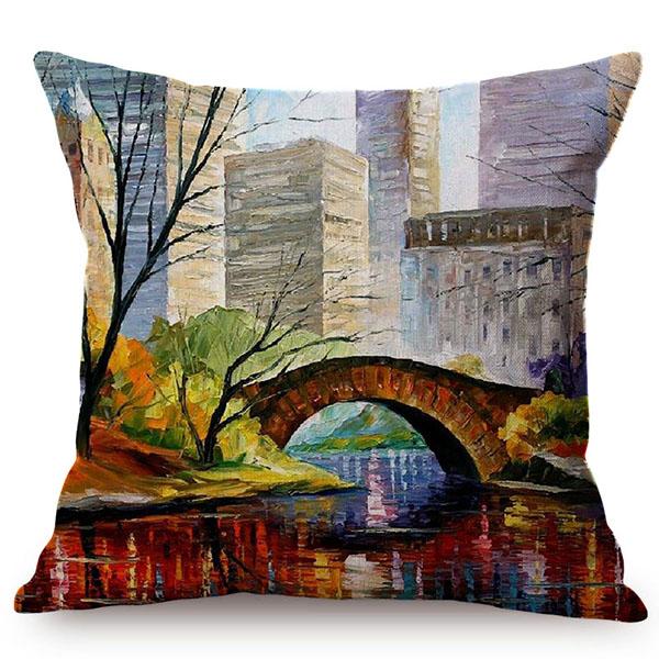 Mediterranean Beautiful Italy Venice City Scenery Oil Painting Style Sofa Decoration Pillow Case Ocean Landscape Cushion Cover