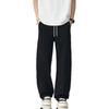 American solid color simple trendy brand splicing scimitar sweatpants men's trend loose wide leg drape daily casual pants