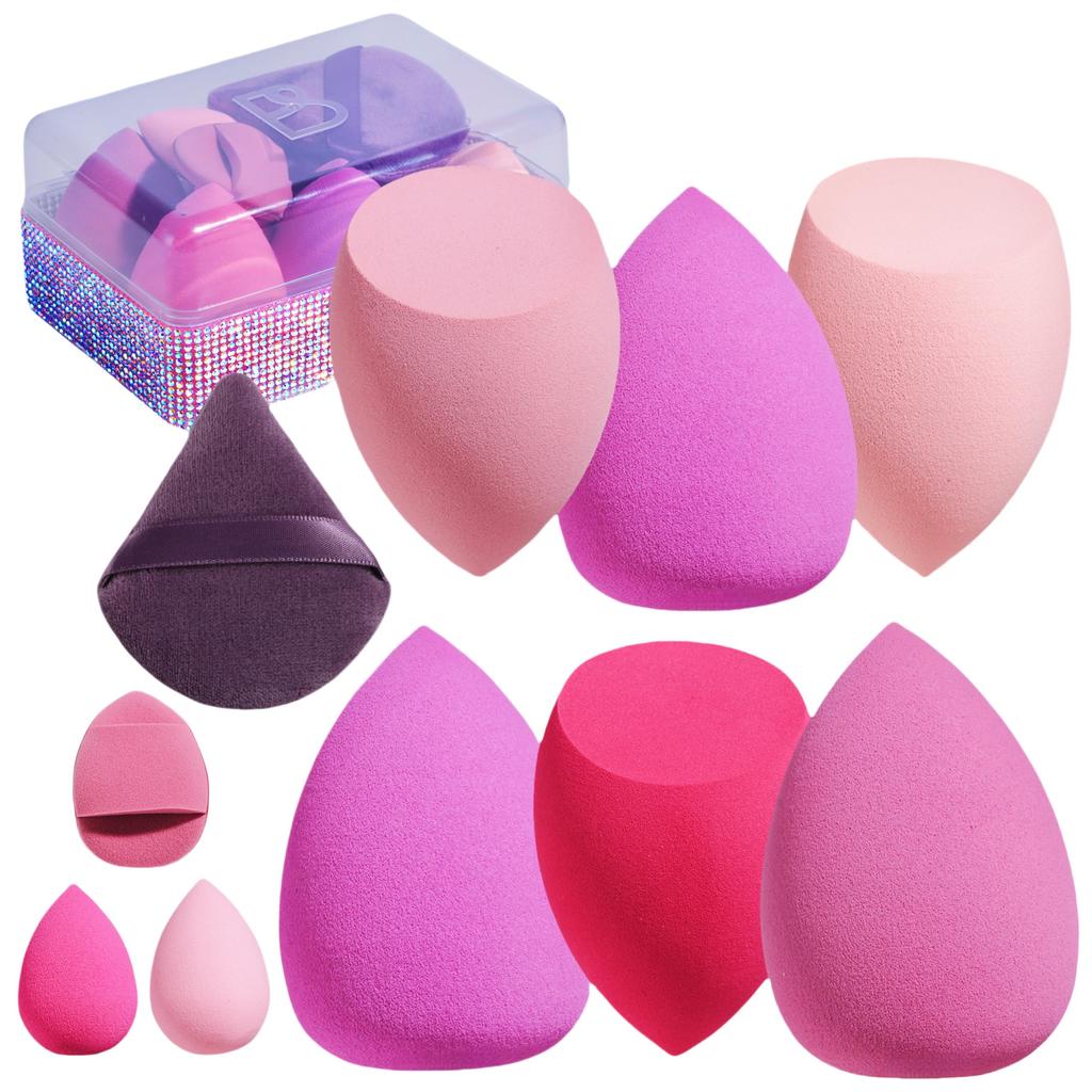 Makeup Sponges BS-MALL10 Pcs Premium For Foundation - Makeup Blending Sponge Set With Finger & Triangle Puffs For Multi-purpose Use