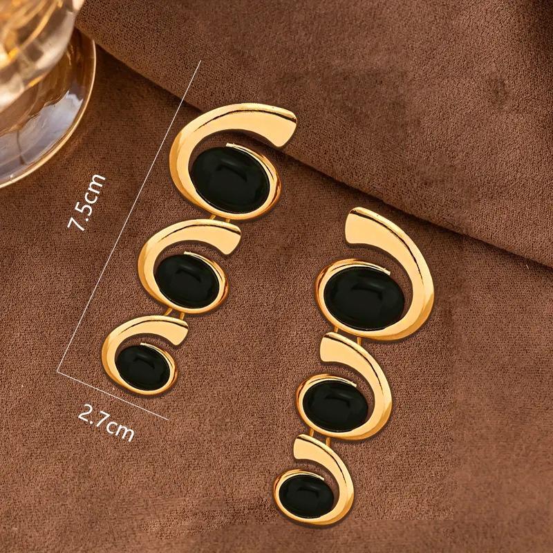 Best-selling for Elegant Women's Inlaid Oval Stud Earrings, Fashionable Personality with Earrings for Daily Wear