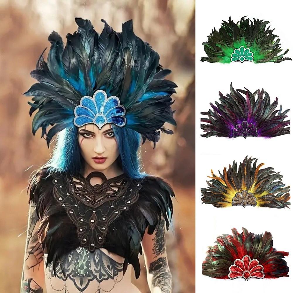 Stage Performance Feather Headpiece Brazilian Carnival Hair Band Hawaiian Party Accessory