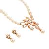 Brand New Pearl Flower Necklace Earrings Set Women's Jewelry Alloy Electroplated