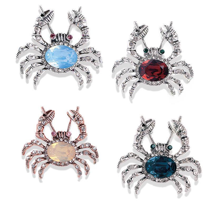 Korean Alloy Diamond Crab Brooch: Versatile Pin for Cardigans, Shawls, and Sweaters