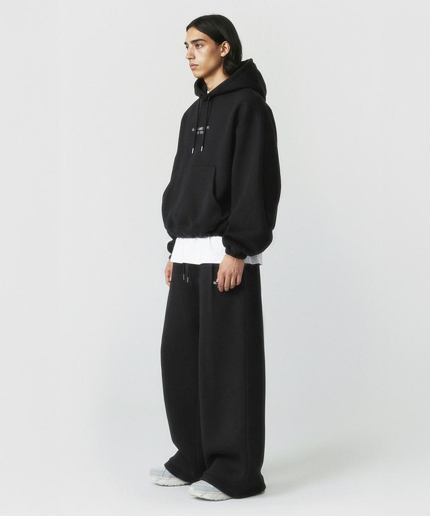 [Set] Small Slow And Soft String Oversized Hoodie + One-Pleat String Pants - Black