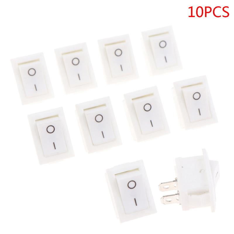 10Pcs 2Pin 21X15Mm Rocker Switch 6A/250Vac Power Switch On-Off Red Black White