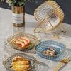 Transparent Gold Rim Fish Bone Dish Holder Set, Easy To Clean, Multipurpose for Living Room