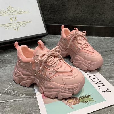 Neue Frauen Casual Chunky Sneakers Frühling Mode Plattform Lace Up Outdoor Walking Laufschuhe Gemischte Farbe Zapatillas Mujer