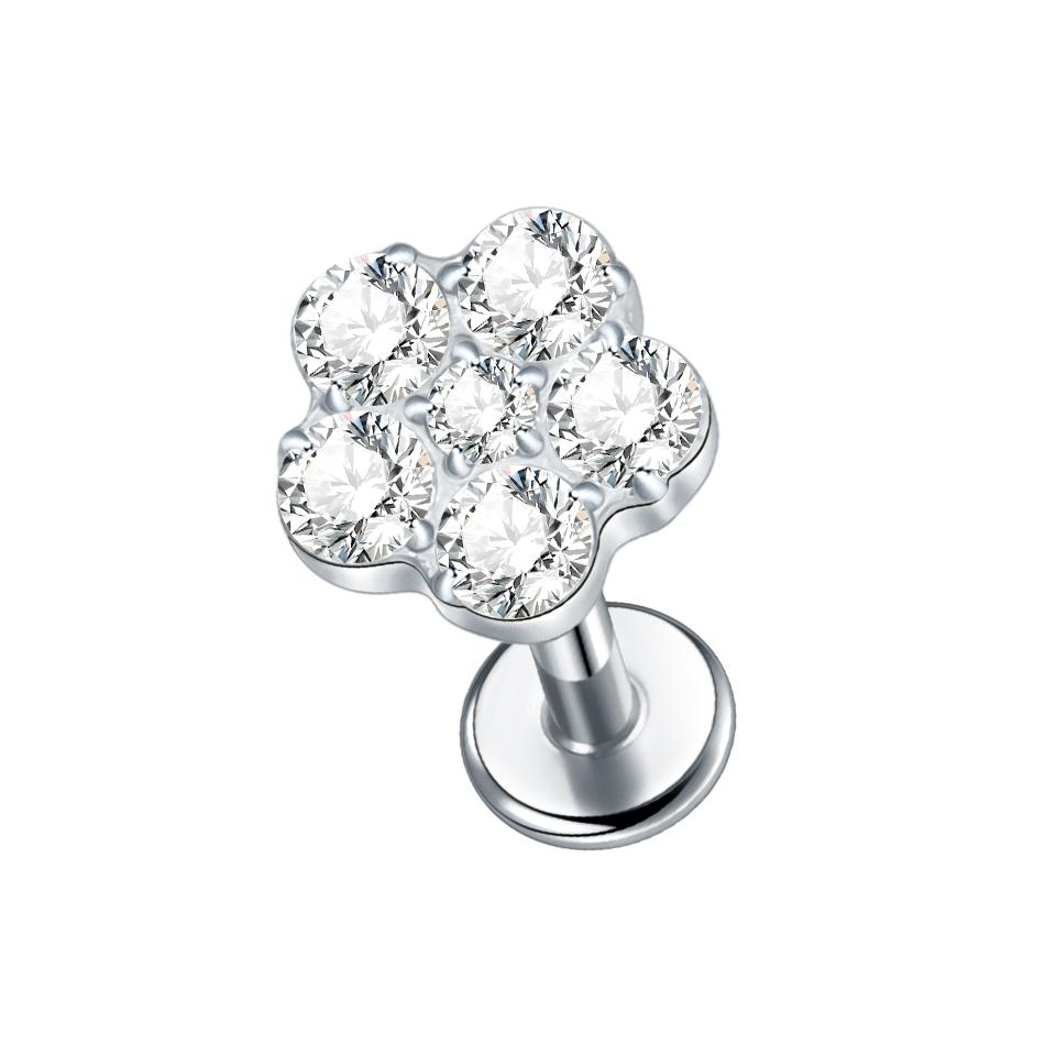 1PC G23 Titanium 16G Marquise Lotus CZ Flower Flat Back Stud Labret Tragus Helix Cartilage Conch Earring Piercings Sexy Jewelry