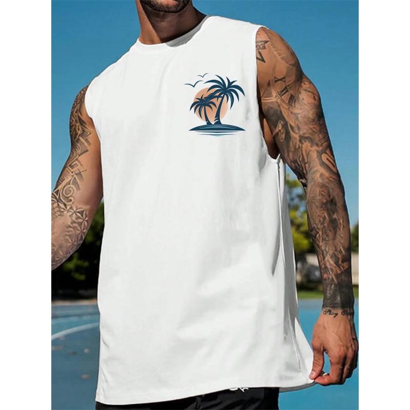 Men's O-Neck Large Size Vest Gradient Texture Casual Breathable Sleeveless Vest Summer Street Fashion Men's Sports Vest