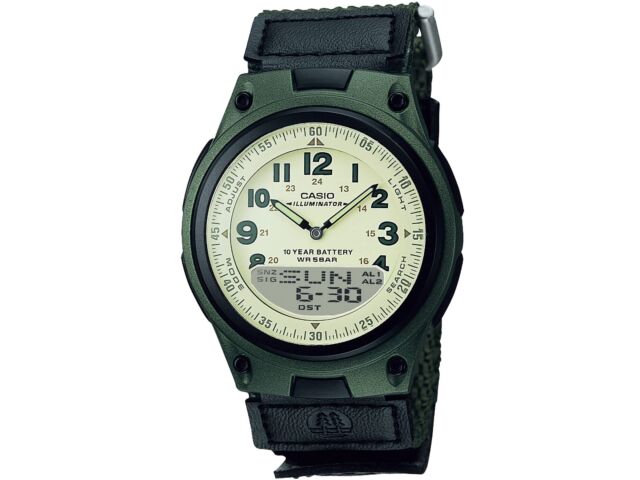 

CASIO Collection AW-80V-3BJH Мужские часы цвета хаки в блистерной упаковке со светодиодной подсветкой и секундомером