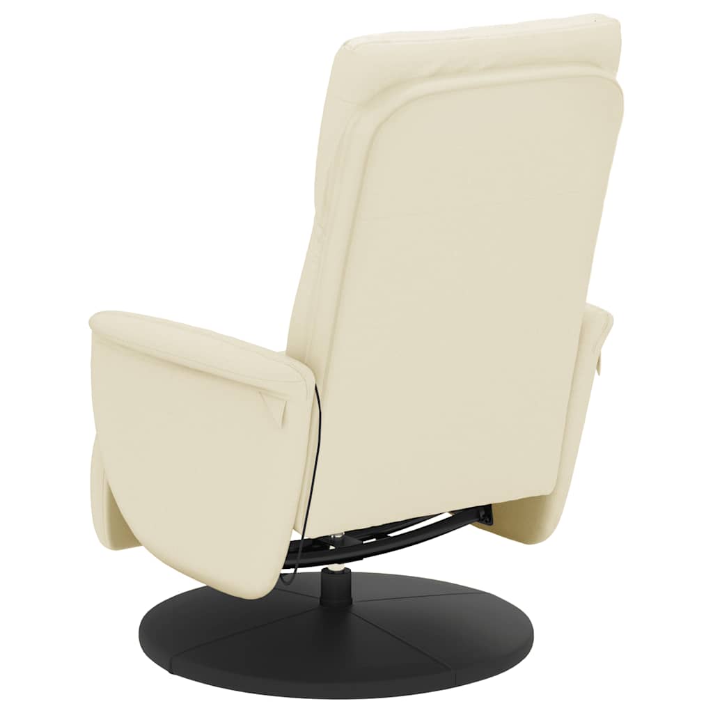 Massage Chair with Footrest Cream Faux Leather
