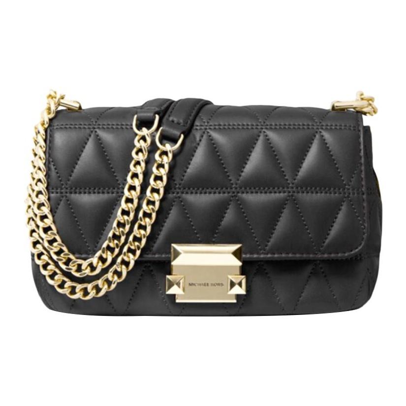 

Michael Kors MK Sloan Commuter Quilted Flap Lambskin Chain Shoulder Crossbody Bag Women Bags Black 30S7GSLL1L-001 Basic Set (Bag+Dust Bag)