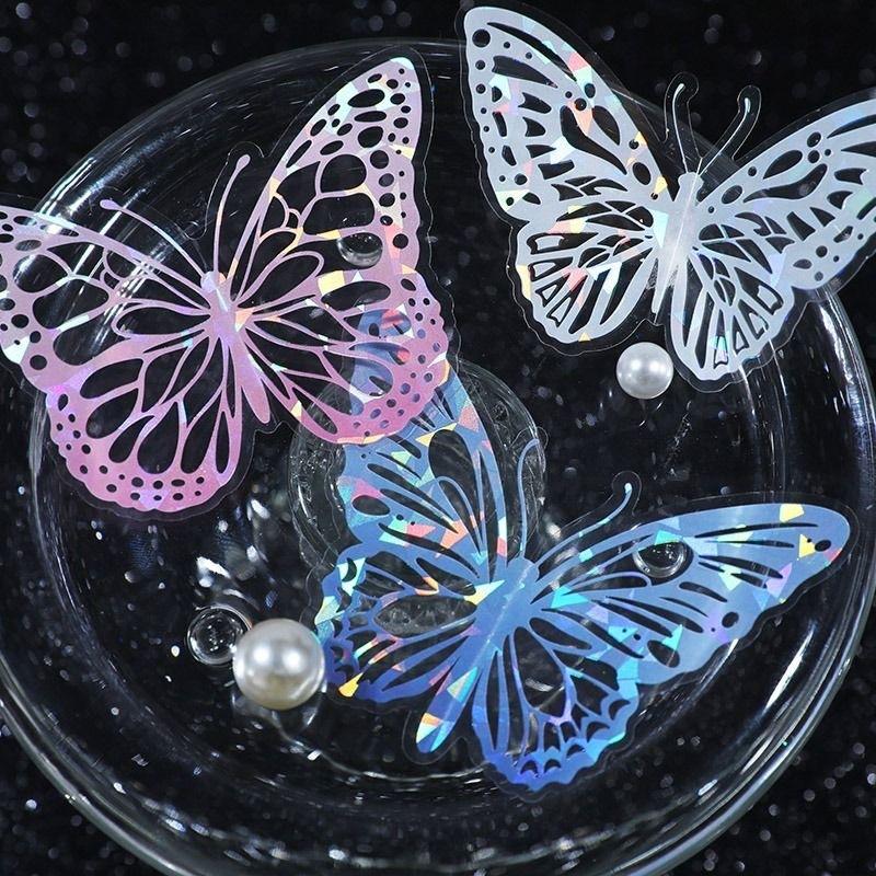 20pcs/set hot stamping PET shell light sticker butterfly DIY butterfly cake decoration party supplies butterfly cake ornaments