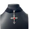 Gothic Dark Red Gemstone Cross Choker Necklace