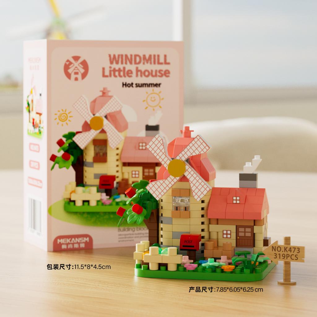Non-Toxic Christmas Toys Four Seasons Cabin Building Blocks Micro Bricks Kids Educational Toys Diy Christmas Decorations Gifts