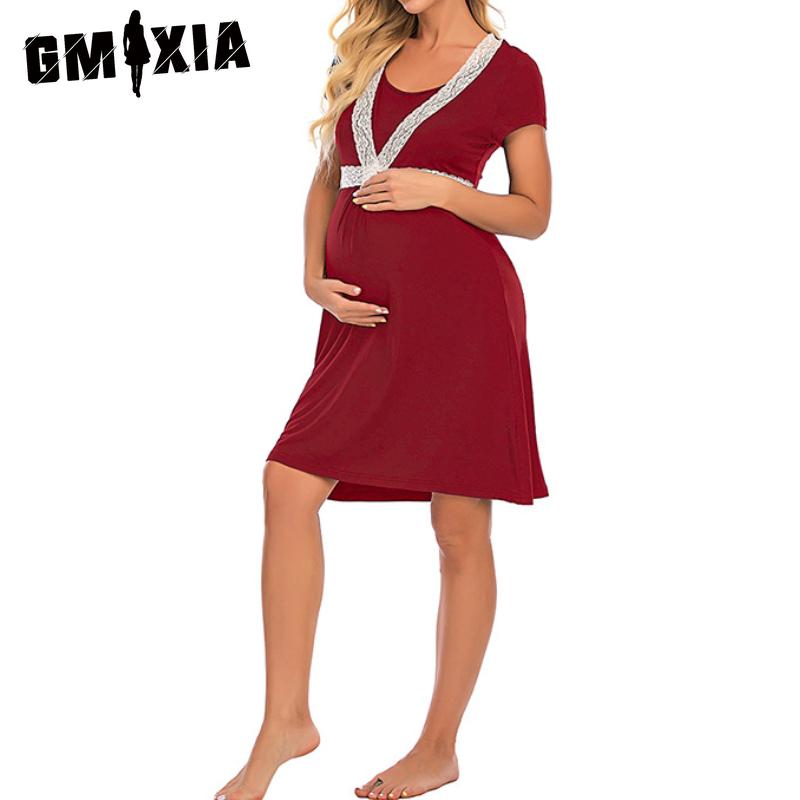 GMXIA Umstandsmode Stillen Spitze Loungewear Nachthemd Lässig Komfort Loungewear