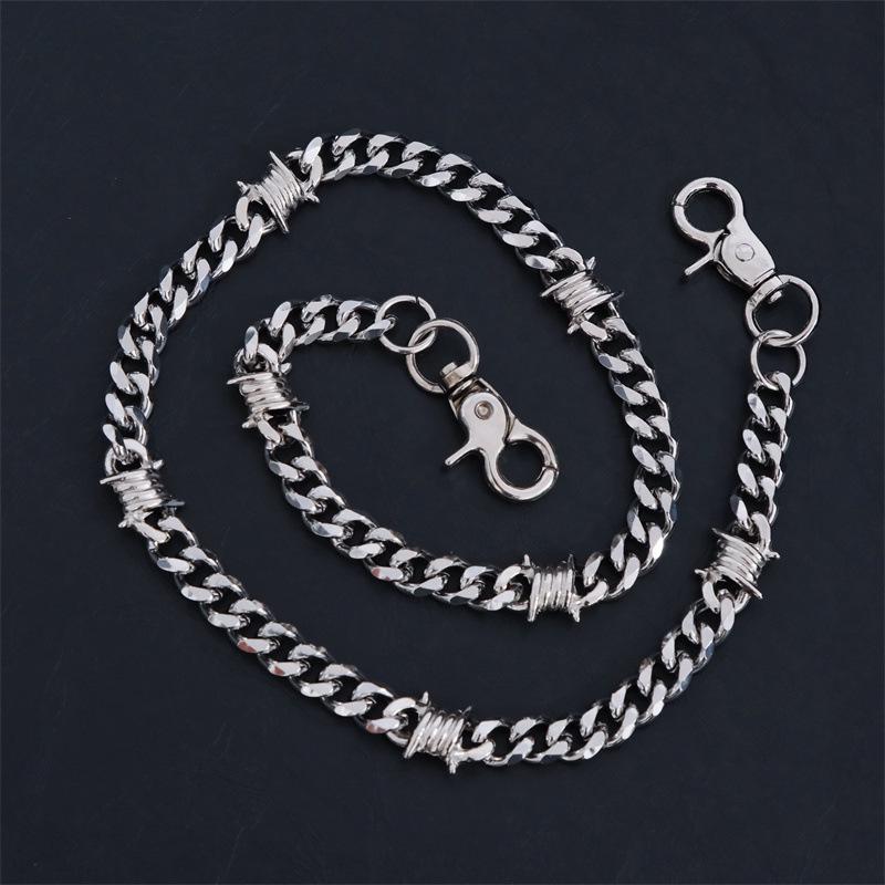 Stainless Steel Punk Hip-Hop Thorn Chain Waist Accessory for Men