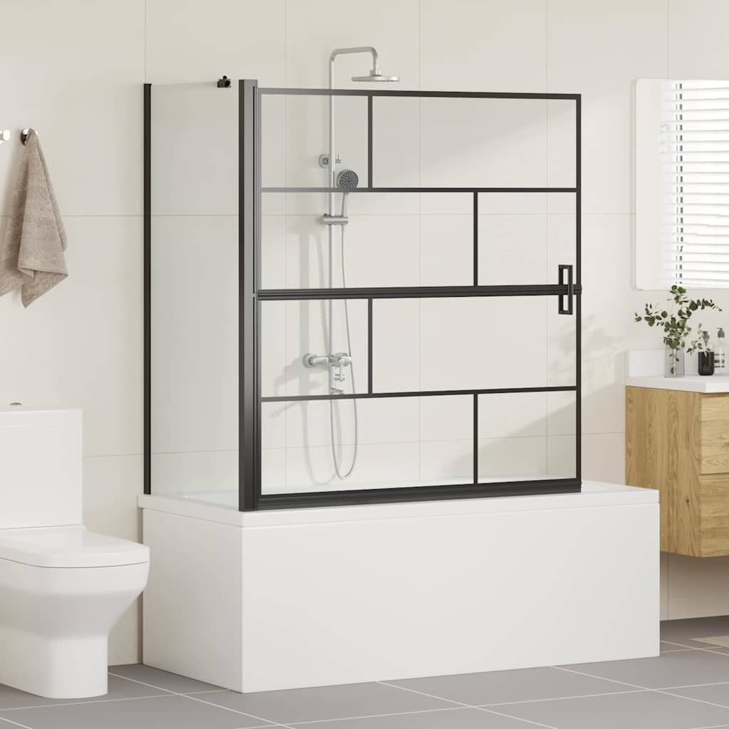 Black and Transparent Shower Screen 116 X 68 X 128 Cm