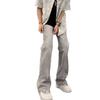 Design gray micro-flared jeans men's summer youth American high street pants straight casual trousers