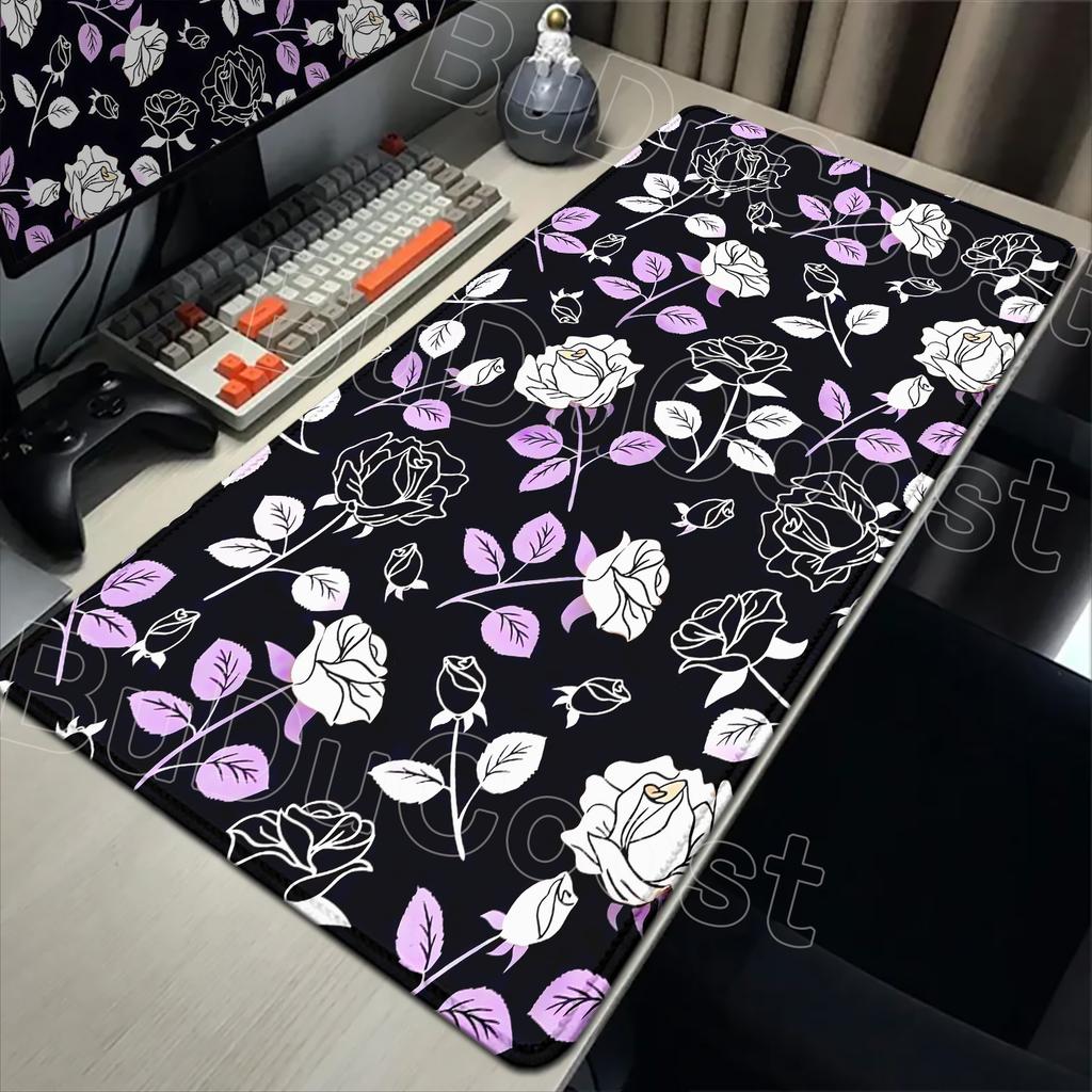Floral Pattern Mousepad Flower Aesthetics Large Gaming Non-slip Speed Mouse Pad Office Desk Mat Computer PC Laptop Keyboard Pad