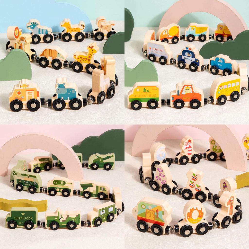 Wooden Animal Number Train Magnetic Educational Toy For Toddler Cognitive Learning