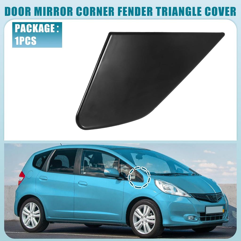 Front Right Door Mirror Corner Mudguard Triangle Cover for Honda Fit 2009-2013 No.75490-TF0-Y01 Plastic Black