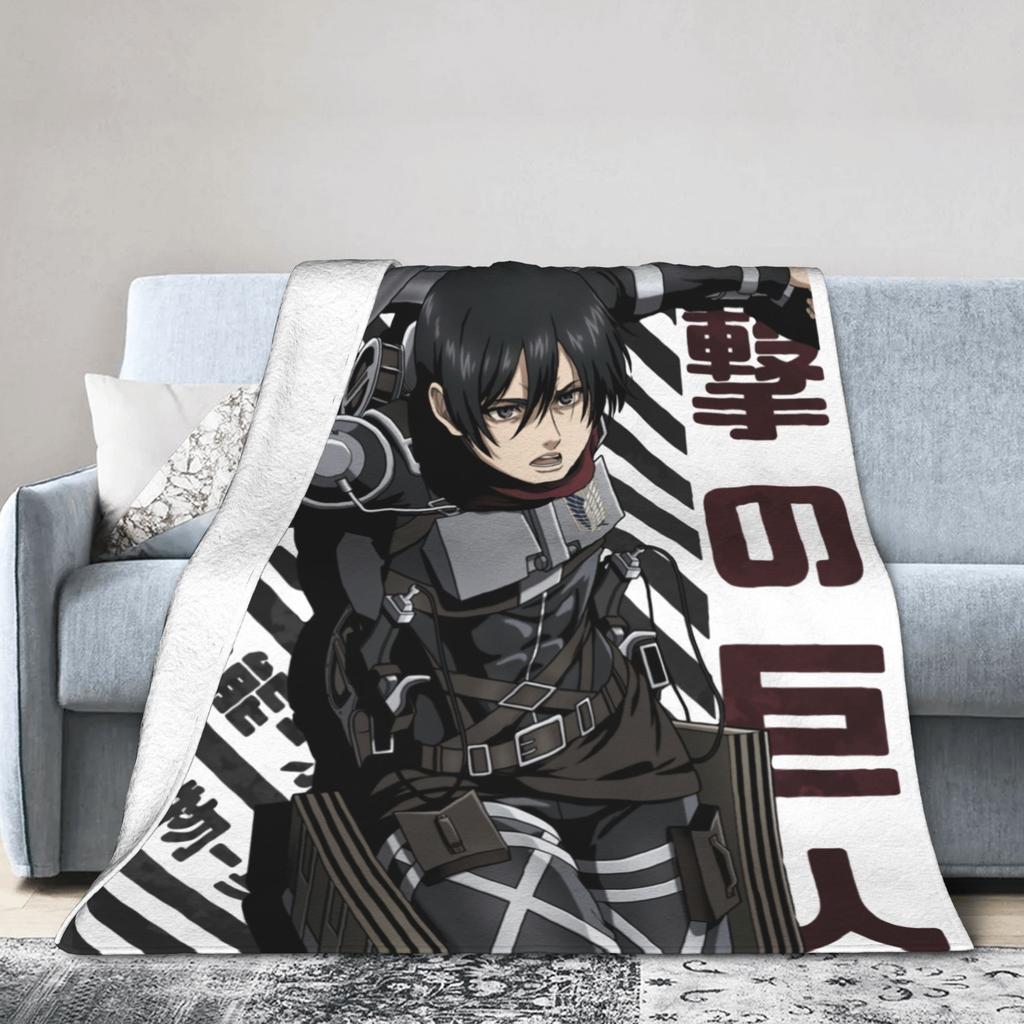 Shingeki no Kyojin Mikasa Ackerman Attack on Titan Blankets Flannel Spring/Autumn Portable Warm Throw Blanket for Sofa Rug Piece