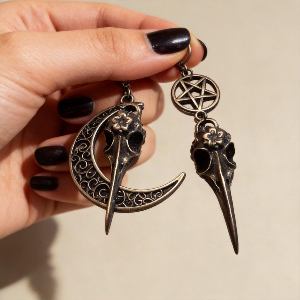 Steampunk Crow Skull Star Earring With Electroplated Alloy For Women Fashion Accessory