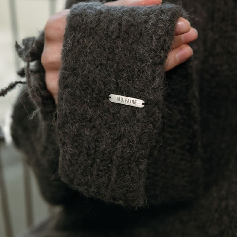 MOIFAIRE Wool  KNIT MUFFLER / CHARCOAL