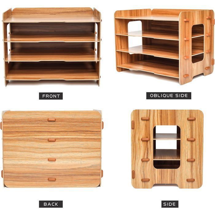 Organiseur en bois - exerz - 4 niveaux - mdf résistant - style vintage - facile à assembler