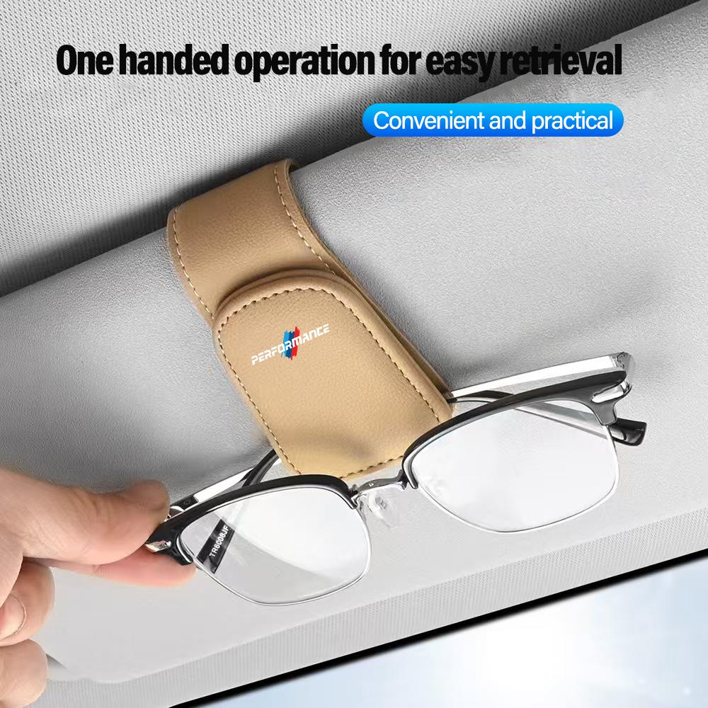 Car Glasses Clip Leather Sunglasses Box Sun Visor Eyeglasses Card Holder For BMW Performance 3 5 7 Series F30 E90 E46 X7 X5 X6 BZ5