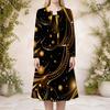 Women Plus Size 2 Piece Printed Dress Set Round Neck Long Sleeve Cardigan Sleeveless Black Blue Dress