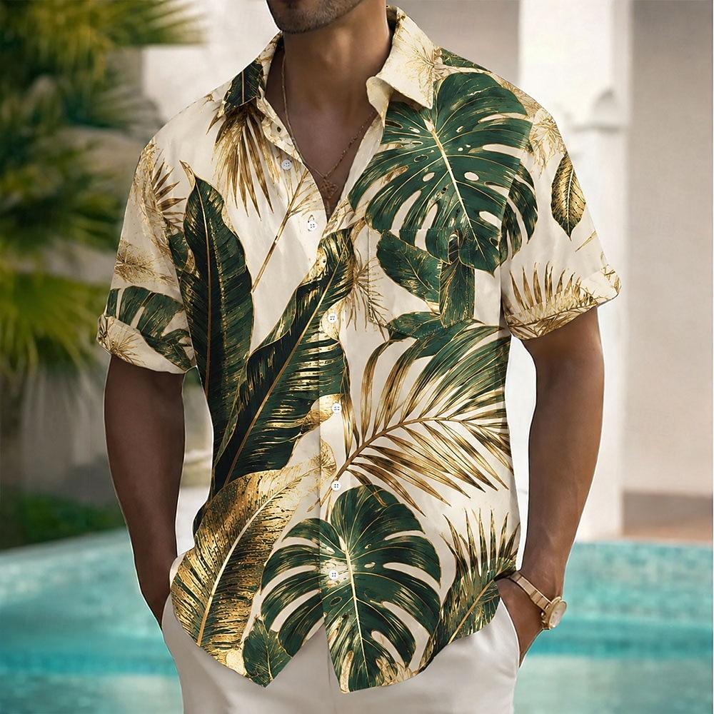Men's Palm Leaf Coconut Palm Tropical Plants Hawaiian Shirt Tropical Shirts Aloha Shirt Short Sleeve