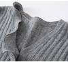 Elegant 3D Wave Edge Cashmere Ruffle Cardigan - Women's Autumn/Winter Flared Sleeve Knitwear