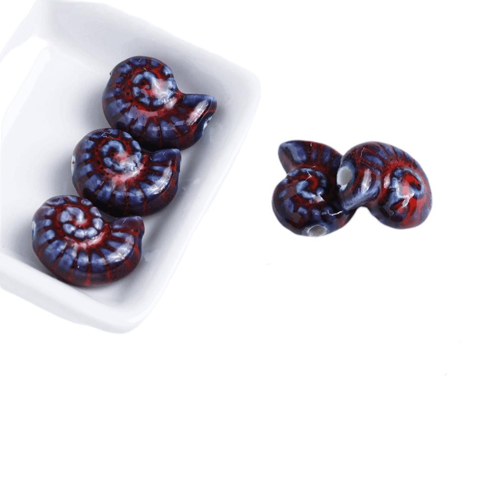 Glazed Snail Ceramic Beads Retro DIY Jewelry Making Pendant Conch Spacer Porcelain Beads Craft