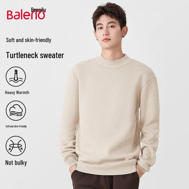 Baleno Men's Loose Fit Warm Semi-High Neck Knit Sweater