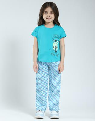 Girls Printed Round Neck Lower Set